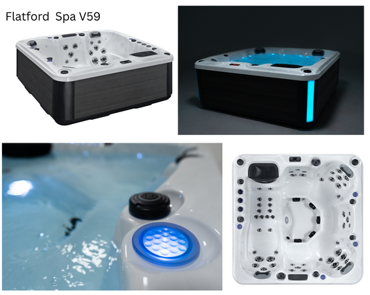 Flatford Spa V59 32 Amp 6 person hot tub 5 seats 1 lounger